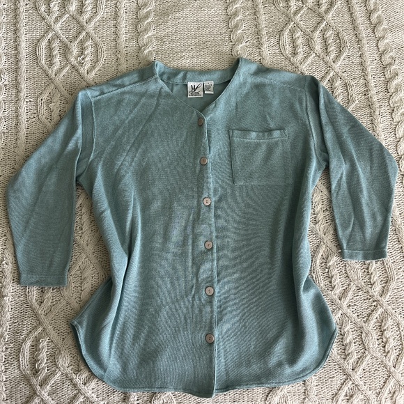 Vintage 90s Dusty Blue Baggy Cardigan - Picture 1 of 7